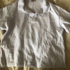 Cropped White Collared Shirt